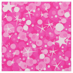 Pink Glitter With White Circles And Stars Fabric