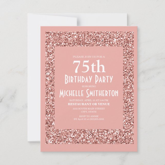 Pink Glitter Women's 75th Birthday Card (Front)