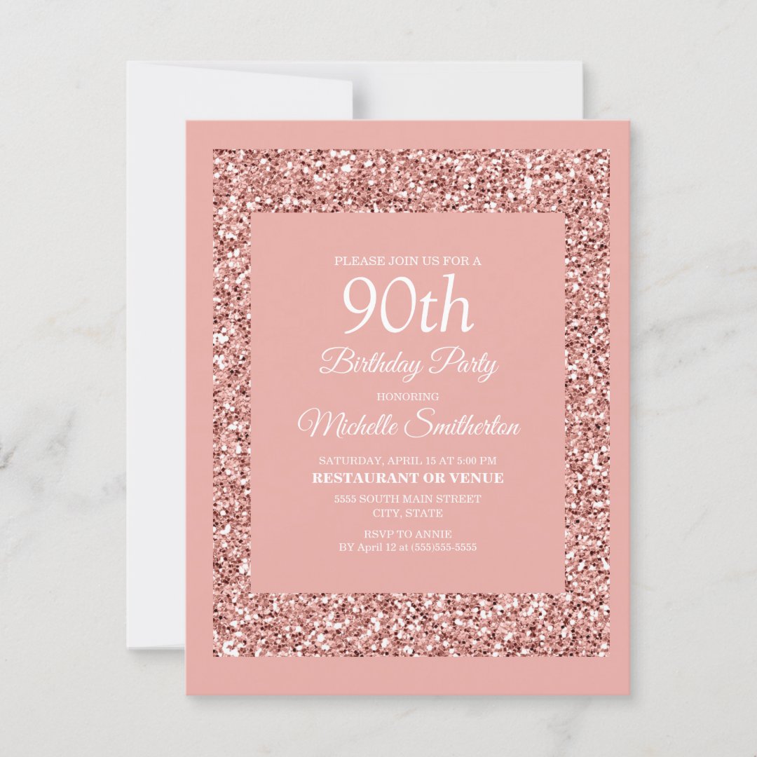 Pink Glitter Women's 90th Birthday Card | Zazzle