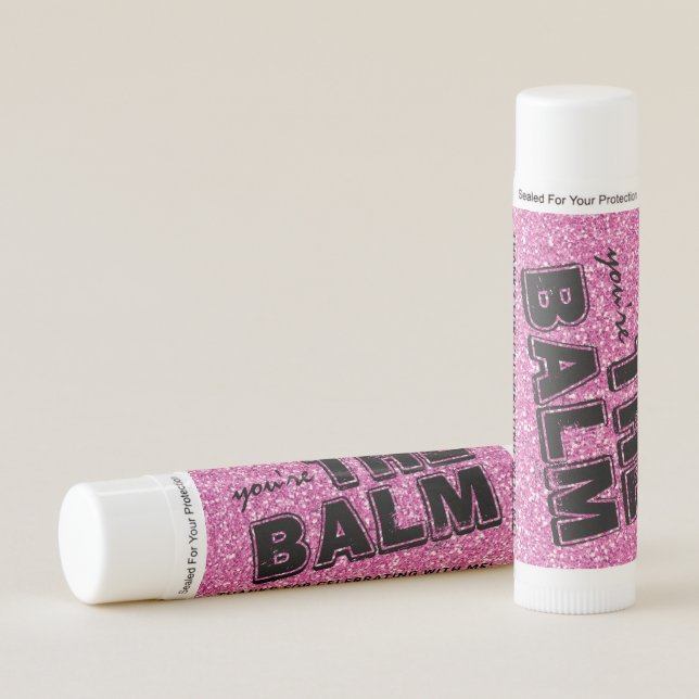Pink Glitter You're The Balm Personalized Favor Lip Balm (Front)
