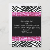 Pink Glitter Zebra Bow Bridal Shower Invitation (Back)
