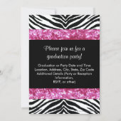 Pink Glitter Zebra Bow Graduation Invite (Back)