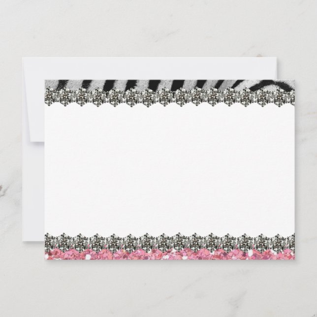 Pink Glitter Zebra Personalized Thank You Card (Front)