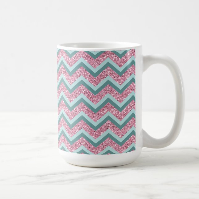 Pink Glitter ZigZag Pattern Coffee Mug (Right)
