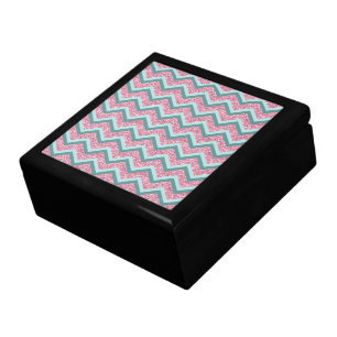 Pink Glitter ZigZag Pattern Jewelry Box