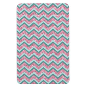 Pink Glitter ZigZag Pattern Magnet
