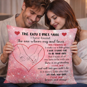 Pink Glittered Romantic Love Quote Throw Pillow