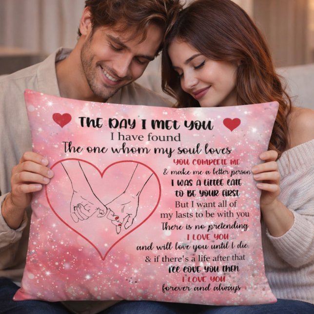 Pink Glittered Romantic Love Quote Throw Pillow (Creator Uploaded)