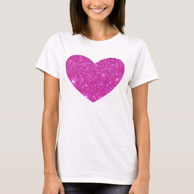 Pink Glittering Sparkle Heart Tshirt 