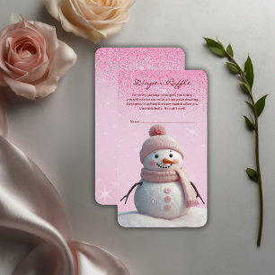 Pink Glitters Winter Snowman Baby Shower Enclosure Card