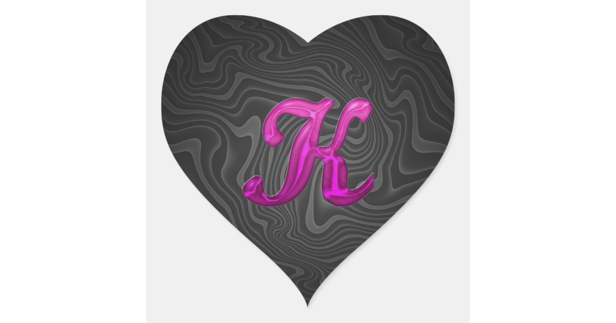 Pink Glittery Initial - K Heart Sticker | Zazzle