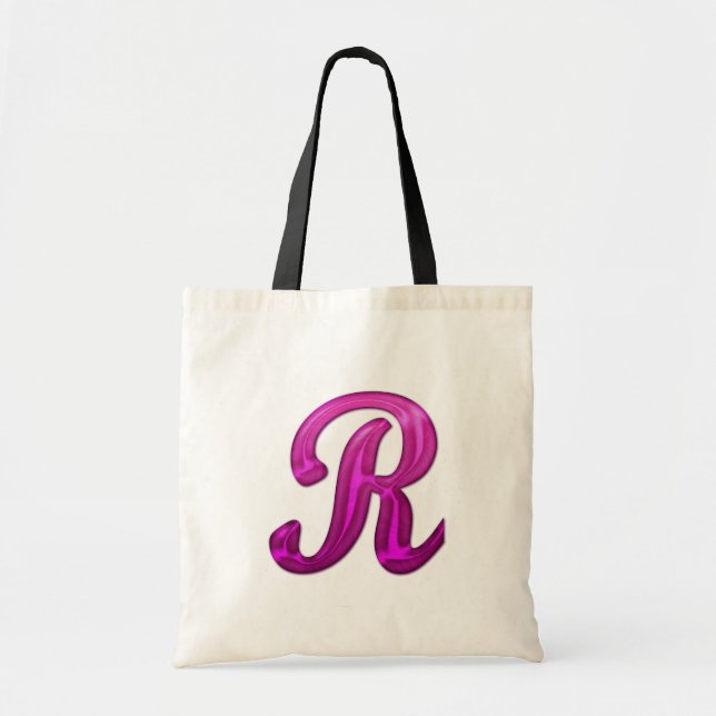 Pink Glittery Initial - R Tote Bag (Front)