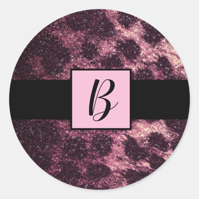 Pink Glittery Leopard Cheetah Animal Print Safari Classic Round Sticker (Front)