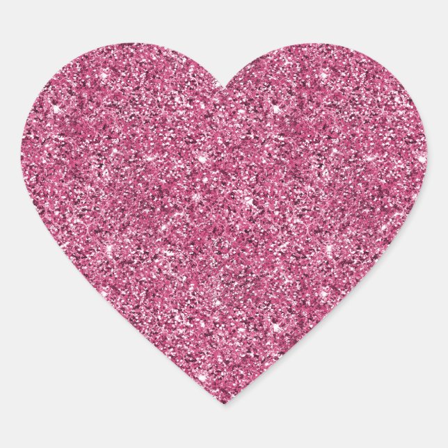 Pink Glitz Glitter  Heart Sticker (Front)