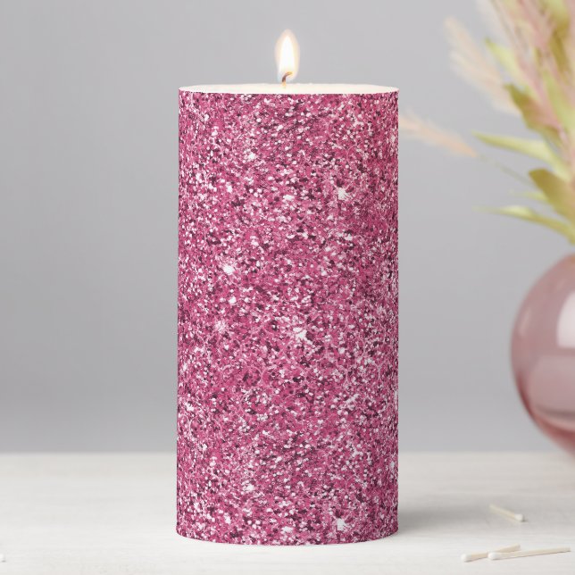 Pink Glitz Glitter  Pillar Candle (In Situ)