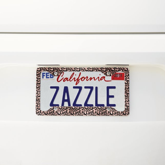 Pink Glitz Leopard Print License Plate Frame (On Car)