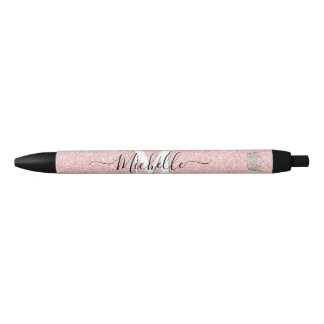 Pink Glitz Monogram Crown Custom Autograph Pen