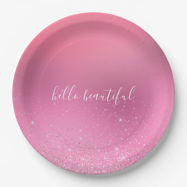 Pink Glitz Paper Plates (Front)