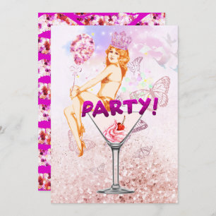 Pink Glitzy Glamorous Bridal Shower Party Invitation