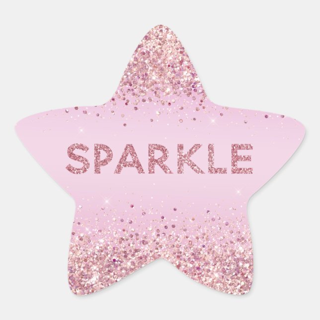 Pink Glitzy Glitter Sparkle Star Sticker (Front)