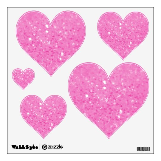 Pink Glitzy Look Heart Wall Decals