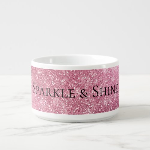 Pink Glitzy Sparkle Personalized  Bowl