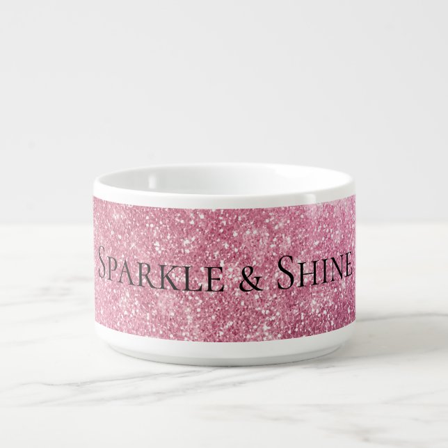 Pink Glitzy Sparkle Personalized  Bowl (Center)