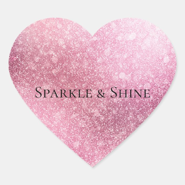 Pink Glitzy Sparkle Personalized  Heart Sticker (Front)