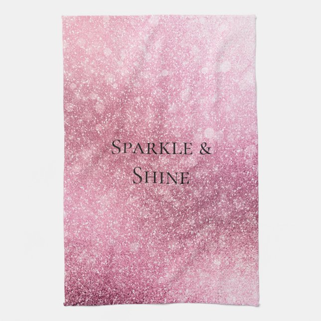 Pink Glitzy Sparkle Personalized  Kitchen Towel (Vertical)