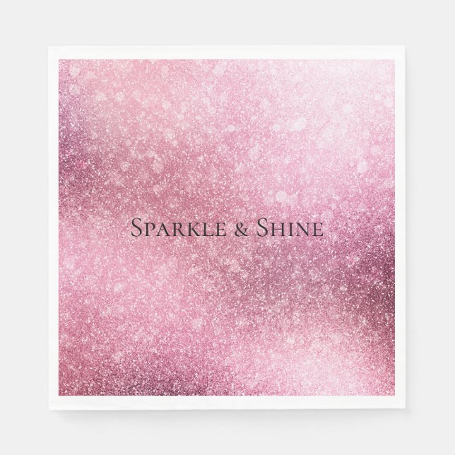Pink Glitzy Sparkle Personalized  Napkins (Front)
