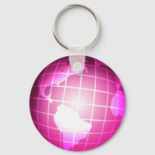 Pink Globe Keychain