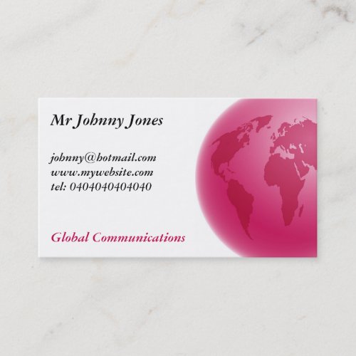Pink Globe, Mr Johnny Jones Business Cards