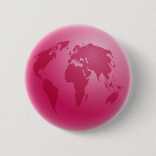 Pink Globe Pinback Button