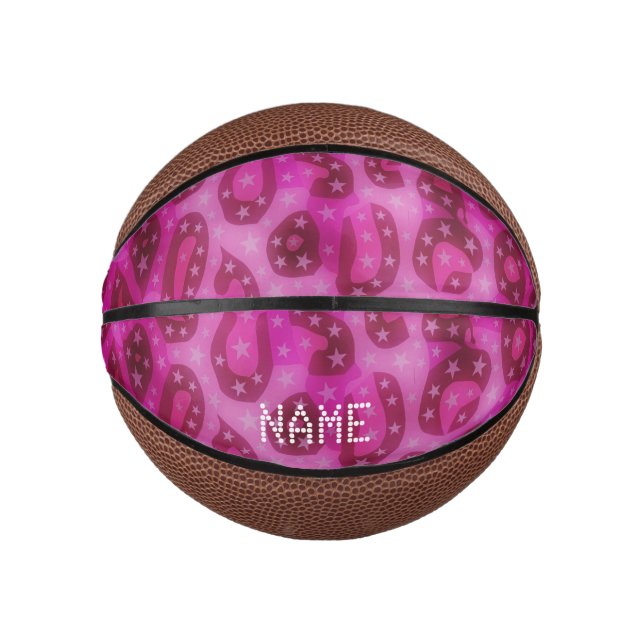 Pink Glossy Cheetah Mini Basketball (Front)