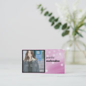 Pink Glow Headshot Instagram Photo Business Card (Standing Front)