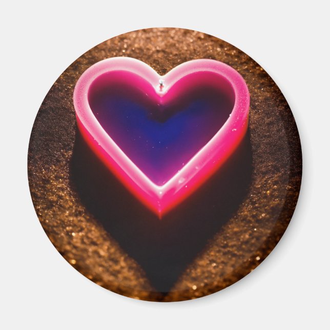 "Pink Glow: Round Magnetic Candle Art" Magnet (Front)