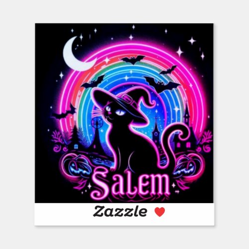 Pink glow Salem cat Sticker