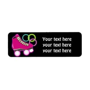 Pink Glow Skate Birthday Party Address Labels