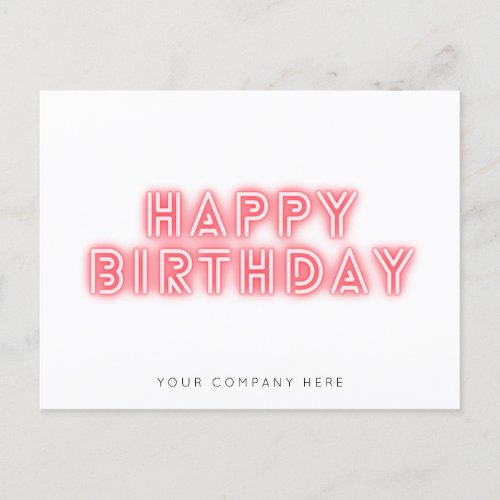 Pink Glowing Neon Business Happy Birthday  Postcard