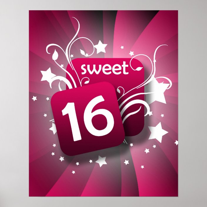 pink-glowing-swirls-and-stars-sweet-16-poster-zazzle