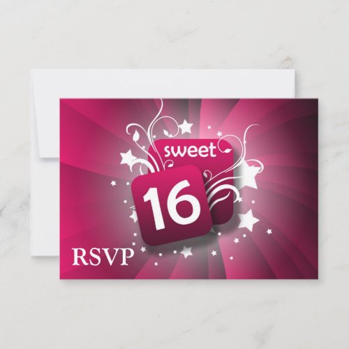 Pink Glowing Swirls and Stars Sweet 16 Invitations