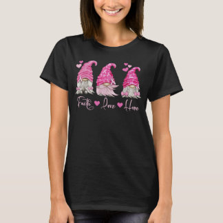 Pink Gnome Breast Cancer Awareness Faith Hope Love T-Shirt