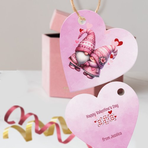 Pink Gnome Valentine Couple Favor Tags