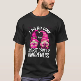 Pink Gnome Witch For Women Pumpkin Breast Cancer H T-Shirt