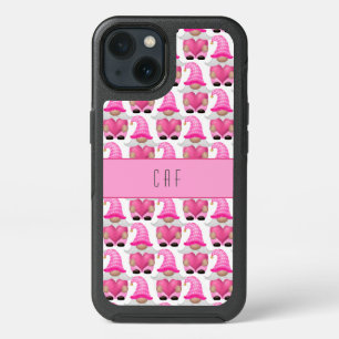 Pink Gnomes Hearts Monogram Woodland Cute Otterbox iPhone 13 Case
