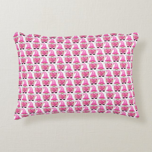 Pink Gnomes Hearts Woodland Scandinavian Cute Accent Pillow (Front)