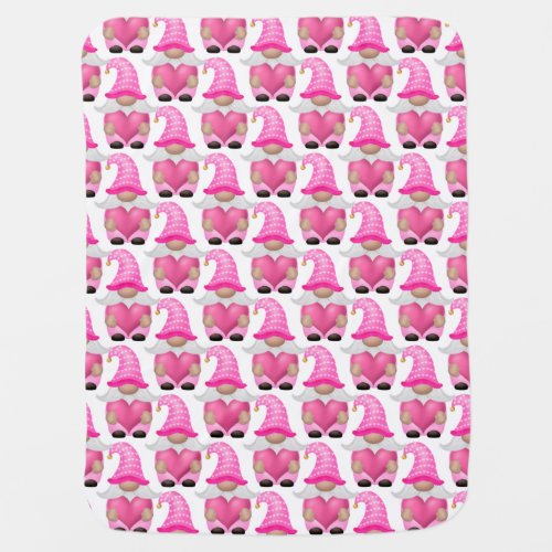 Pink Gnomes Hearts Woodland Scandinavian Cute  Baby Blanket