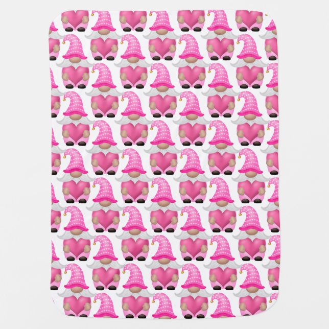 Pink Gnomes Hearts Woodland Scandinavian Cute  Baby Blanket (Front)