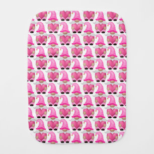 Pink Gnomes Hearts Woodland Scandinavian Cute Baby Burp Cloth