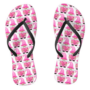 Pink Gnomes Hearts Woodland Scandinavian Cute Flip Flops